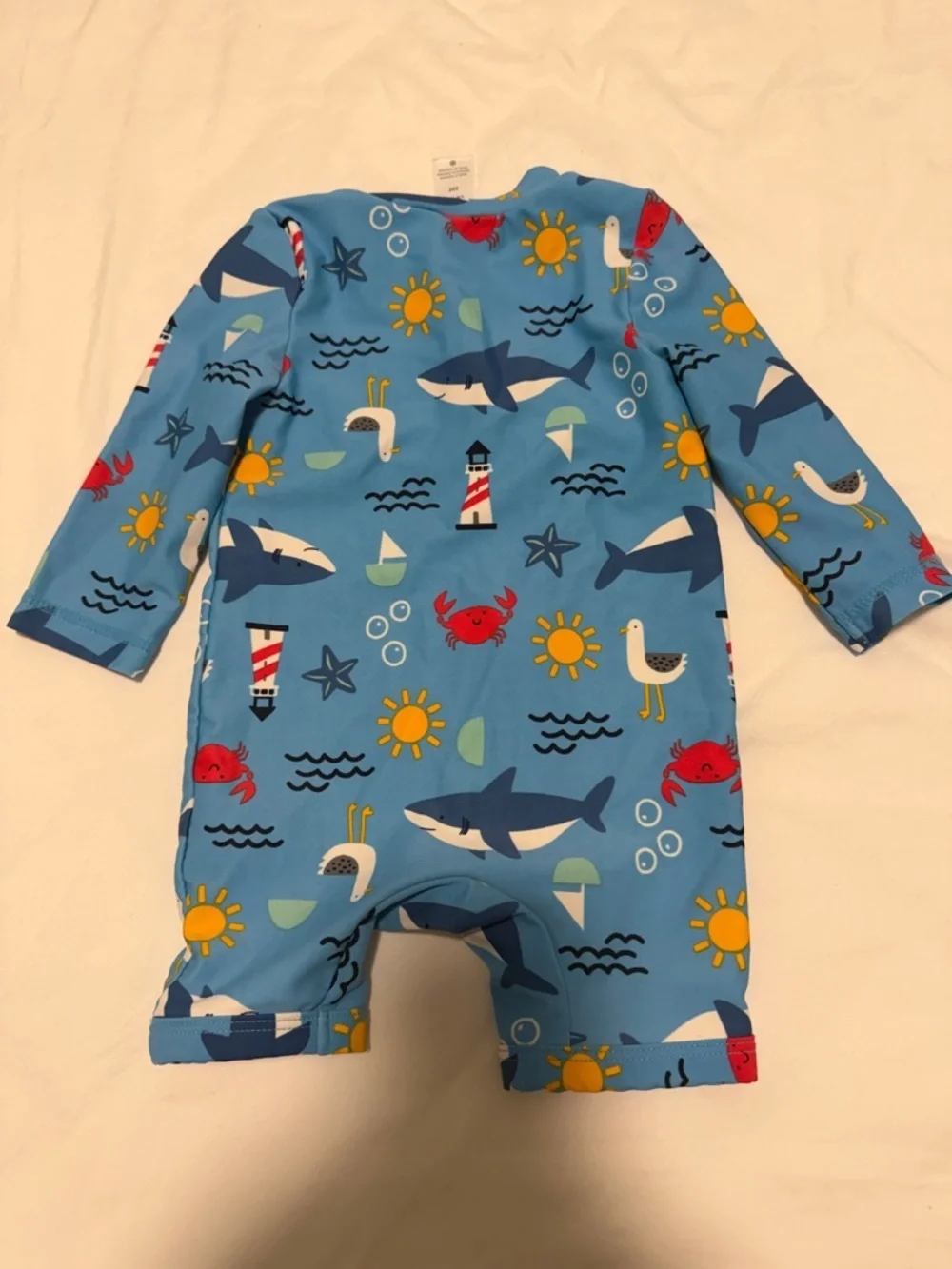 Carter's Light Blue Nautical Print Kids One-Piece Swimsuit